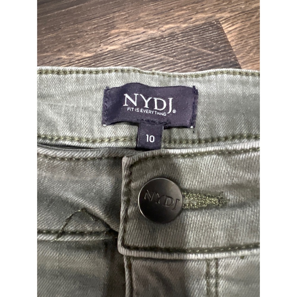 NYDJ Marilyn Straight Leg Pants Olive Green Stretch Cotton Blend Size 10 Womens - Picture 2 of 7